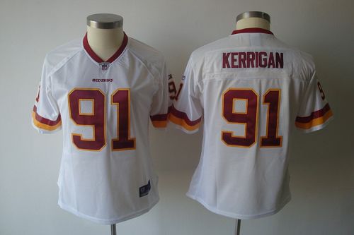 Redskins #91 Ryan Kerrigan White Women's Team Color NFL Jersey - Click Image to Close